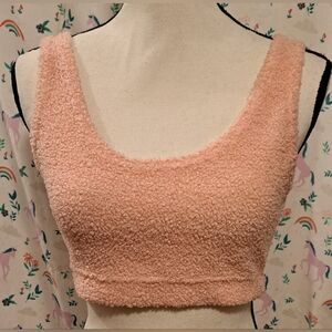 EUC Y2K Roma Confidential Pink Fuzzy Teddy Bear Crop Top & Short Pajama Set SZ S